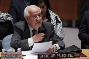 El representante de Palestina, Embajador Riyad Mansour, durante la sesión del Consejo de Seguridad. Foto extraída de artículo de prensa.