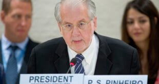 El Presidente de la Comisión Internacional Independiente de Investigación sobre la República Árabe Siria de la ONU, Oaulo Pinheiro. Foto ONU: Jean-Marc Ferré