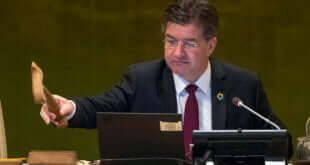 El presidente de la Asamblea General, Miroslav Lajcak, cierra el debate general. Foto: ONU / Cia Pak
