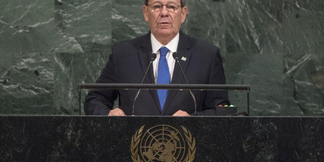 Rodolfo Nin Novoa, ministro de Relaciones Exteriores de Uruguay, en la Asamblea General de la ONU. Foto: ONU/Cia Pak