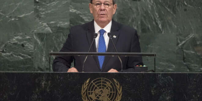 Rodolfo Nin Novoa, ministro de Relaciones Exteriores de Uruguay, en la Asamblea General de la ONU. Foto: ONU/Cia Pak