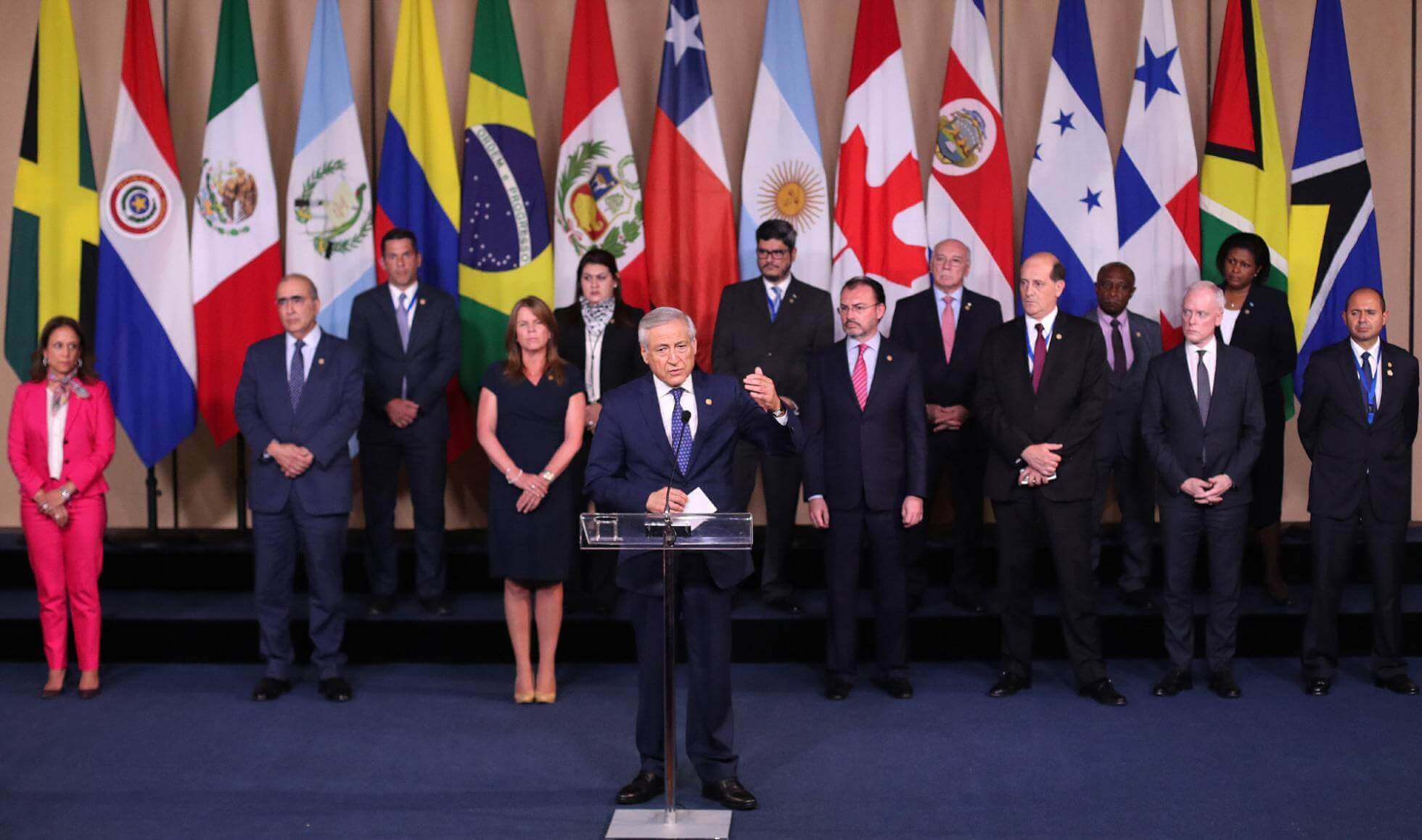 El canciller de Chile, Heraldo Muñoz, durante la declaración del Grupo de Lima. Mario Ruiz EFE