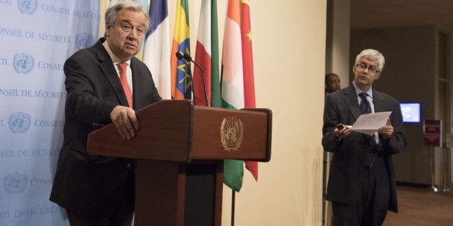 ONU/Eskinder Debebe Encuentro del Secretario General con los medios de comunicación en la sede de la ONU en Nueva York.