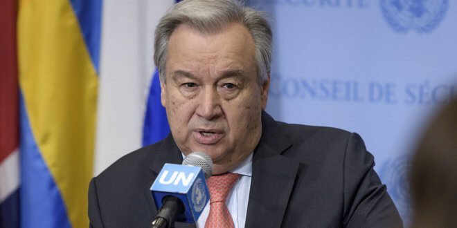 ONU/Manuel Elias El Secretario General António Guterres se dirige a la prensa en la sede de la ONU en Nueva York.