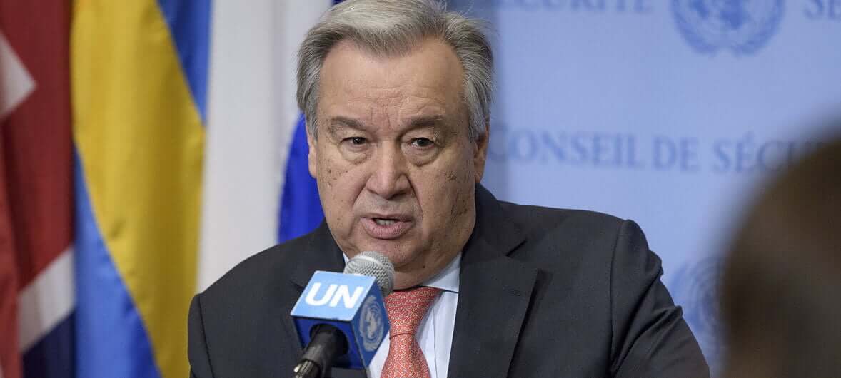 ONU/Manuel Elias El Secretario General António Guterres se dirige a la prensa en la sede de la ONU en Nueva York.