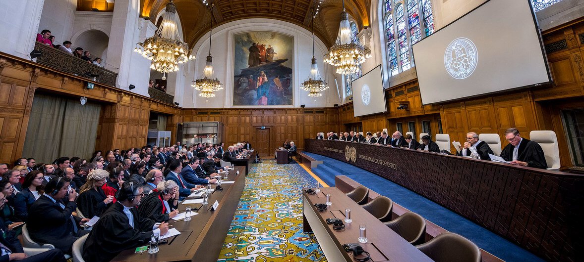 ICJ-CIJ/Frank van Beek Panorámica de la Corte Internacional de Justicia durante la lectura del fallo en el caso de Bolivia vs. Chile, el 1 de octubre de 2018, en el Palacio de la Paz de La Haya