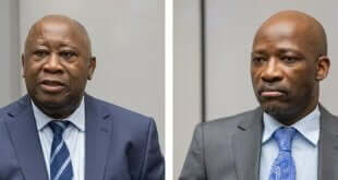 ICC-CPI Laurent Gbagbo y Charles Blé Goudé escuchan el veridicto de la Corte Penal Internacional en La Haya.