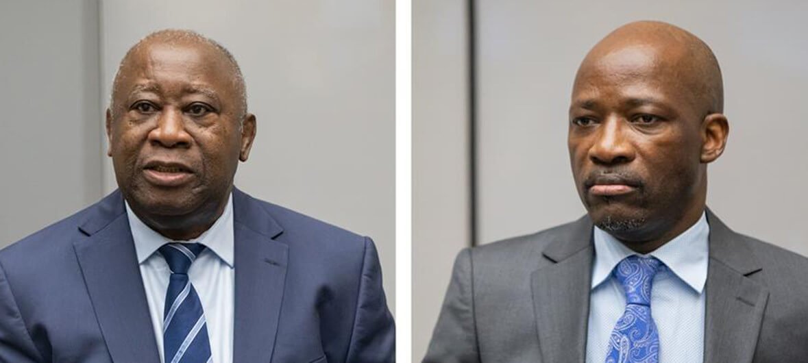 ICC-CPI Laurent Gbagbo y Charles Blé Goudé escuchan el veridicto de la Corte Penal Internacional en La Haya.