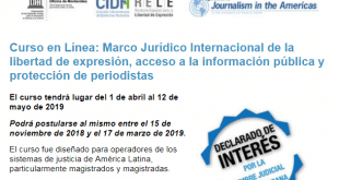 5to. Curso en línea Marco Jurídico Internacional de la #LibertaddeExpresión, Acceso a la Información Pública y Protección de Periodistas