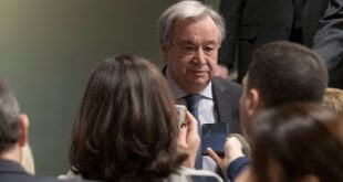 ONU/Mark Garten El Secretario General António Guterres se dirige a la prensa en la sede de las Naciones Unidas en Nueva York.