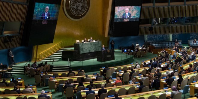 ONU/Eskinder Debebe La Asamblea General de la ONU escuchando el discurso del primer ministro de Mauricio, Pravind Kumar Juqnauth.