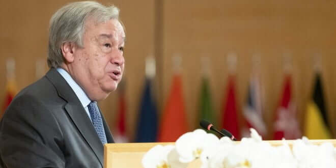 ONU/Jean Marc Ferré El Secretario General de las Naciones Unidas, António Guterres, durante su discurso en la 108.ª reunión de la Conferencia Internacional del Trabajo, el 21 de junio de 2019.