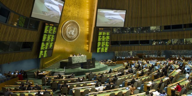 ARCHIVO: ONU/Eskinder Debebe Sala de la Asamblea General durante una votación.