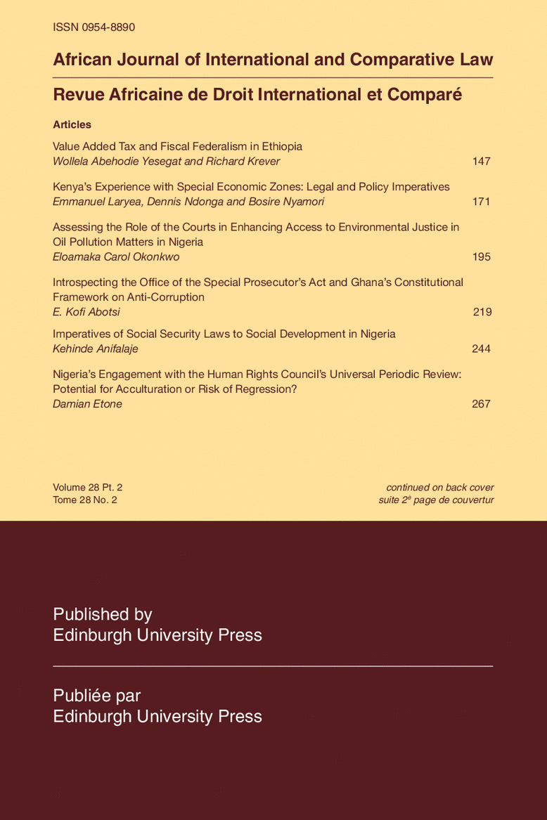 African Journal of International and Comparative Law - Volume 28, Issue 2, May, 2020