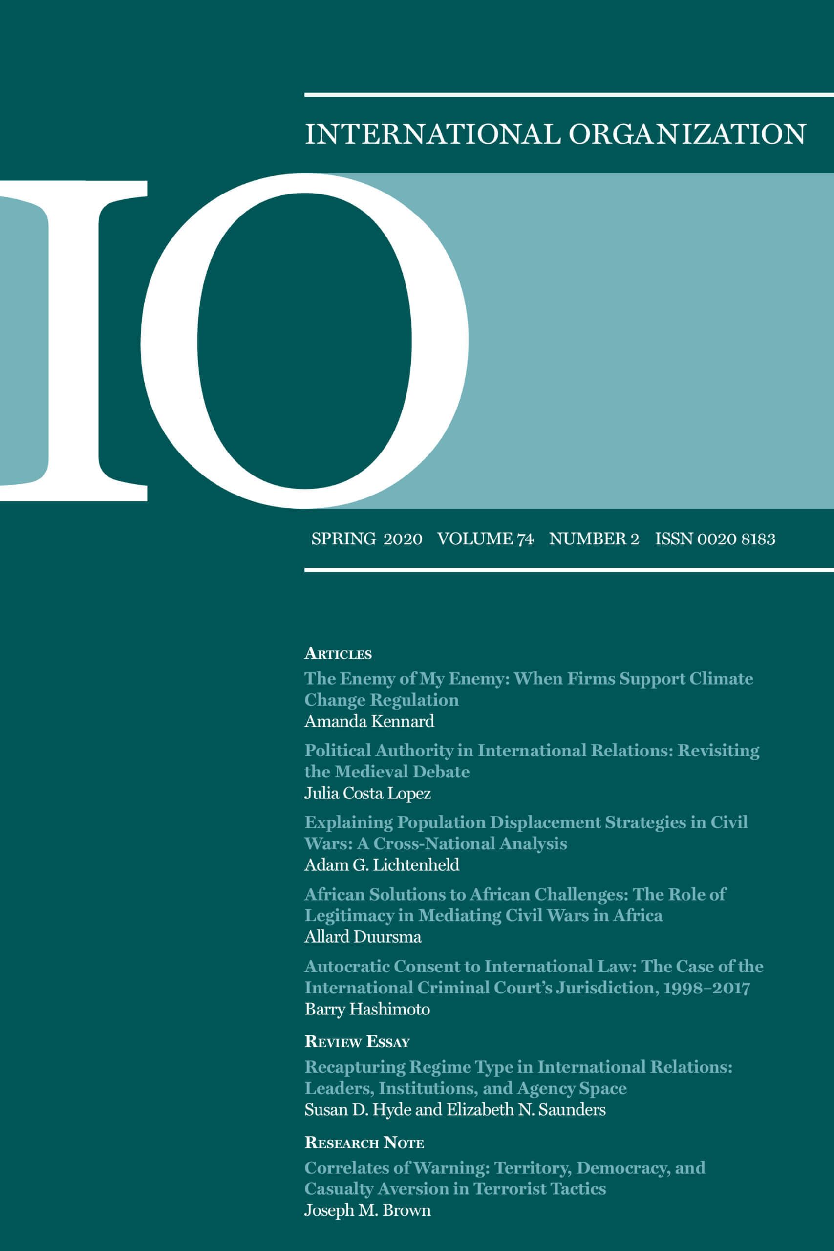 International Organization - Volume 74 - Issue 2 - Spring 2020