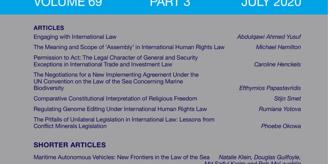 International & Comparative Law Quarterly Volume 69 Issue 3 July