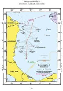 CONTROVERSIA TERRITORIAL Y DELIMITACIÓN MARÍTIMA (NICARAGUA CONTRA COLOMBIA) Fallo de 19 de noviembre de 2012 3 Mapa esquemático No. 3: Delimitación reivindicada por Colombia.