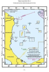 CONTROVERSIA TERRITORIAL Y DELIMITACIÓN MARÍTIMA (NICARAGUA CONTRA COLOMBIA) Fallo de 19 de noviembre de 2012 6 Mapa esquemático No. 6: Costas pertinentes determinadas por la Corte.
