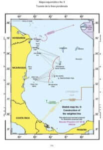 CONTROVERSIA TERRITORIAL Y DELIMITACIÓN MARÍTIMA (NICARAGUA CONTRA COLOMBIA) Fallo de 19 de noviembre de 2012 9 Mapa esquemático No. 9: Trazado de la línea ponderada.