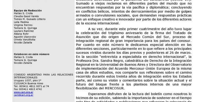 CARI - Boletín informativo del Instituto de Derecho Internacional - Año 12 – Número 31 – abril 2021