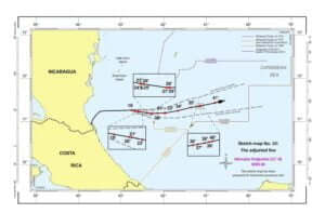 — Mapa esquemático núm. 10: La línea modificada (mar Caribe)