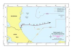 — Mapa esquemático núm. 11: La línea modificada simplificada (mar Caribe)