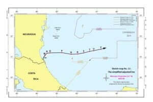 — Mapa esquemático núm. 11: La línea modificada simplificada (mar Caribe)