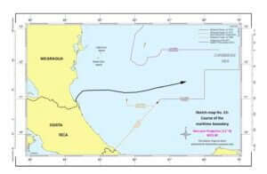 — Mapa esquemático núm. 13: Curso de la frontera marítima (mar Caribe)