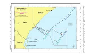 Mapa esquemático núm. 11: La línea ajustada (dentro de las 200 millas marinas)